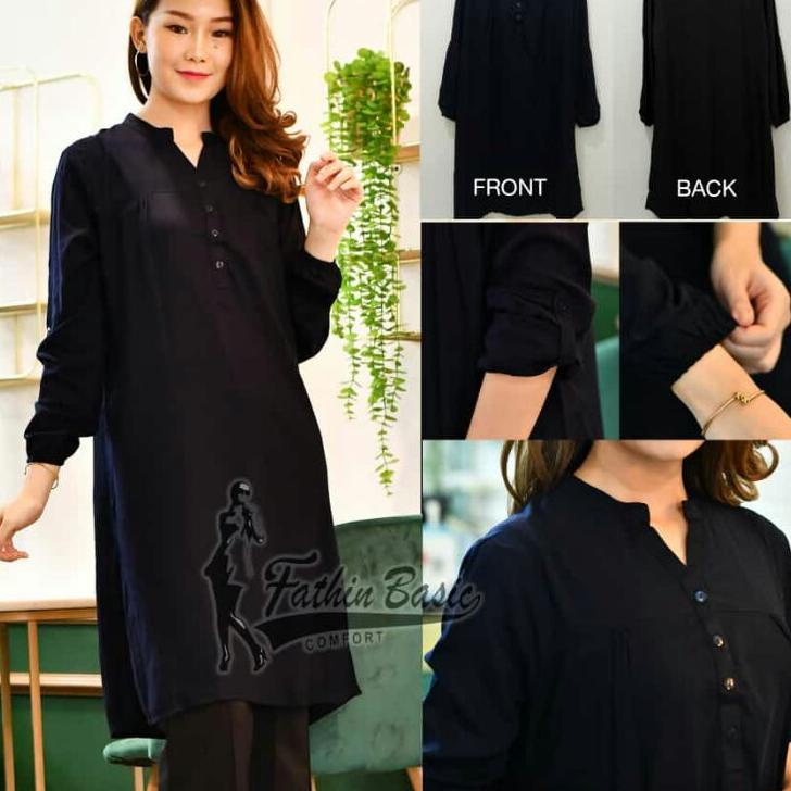 ✓ Tunik polos - Katun rayon - Hitam - Fathin basic