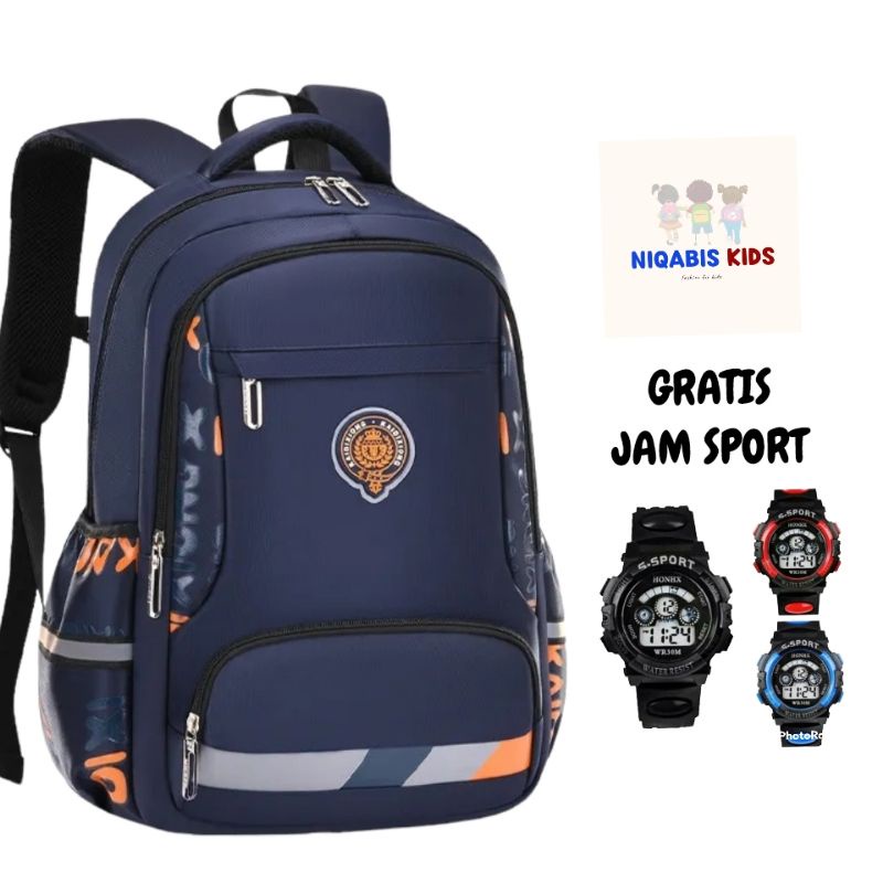 Tas ransel sekolah anak laki laki SD azima gratis jam sport