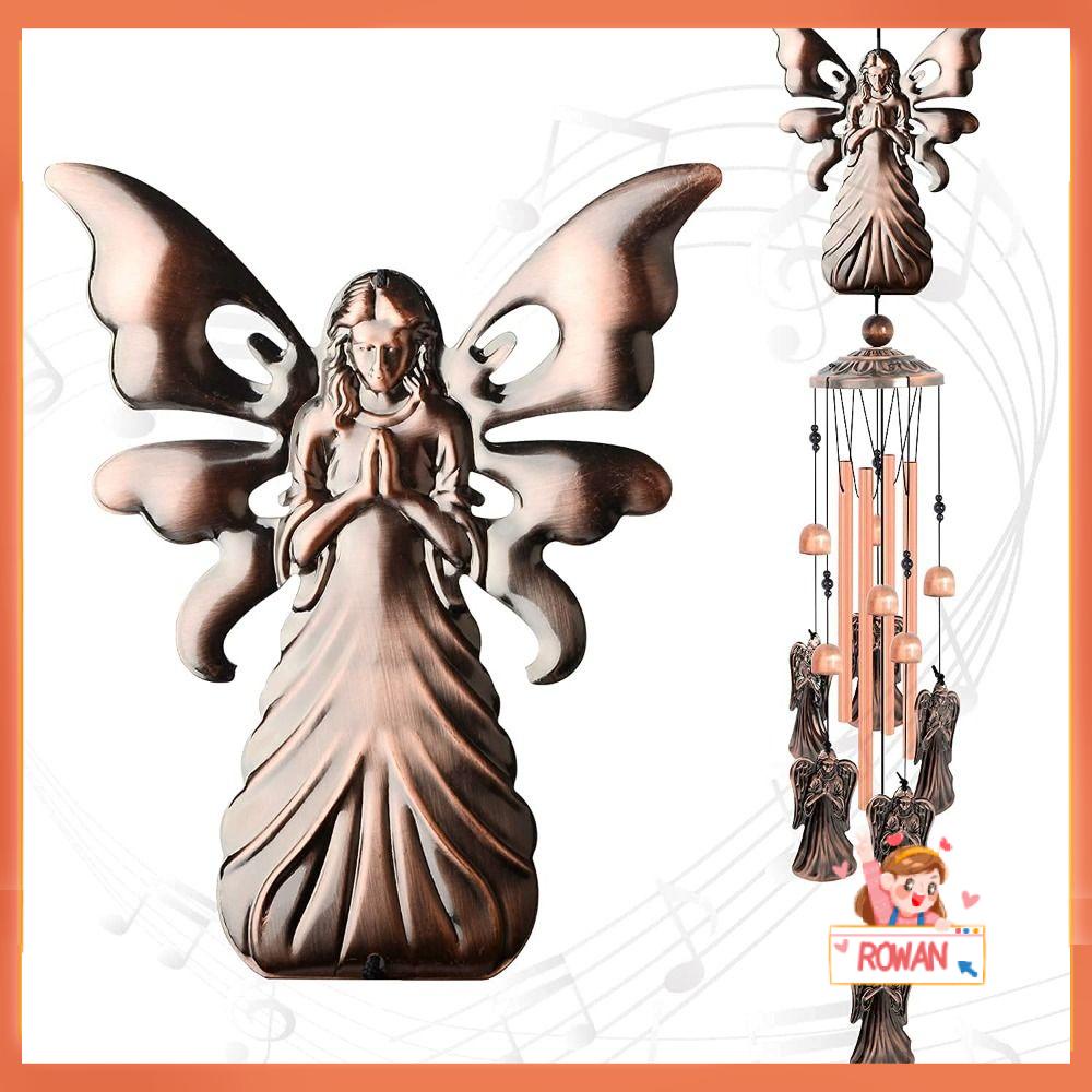 R-flower Angel Wind Chime Halaman Rumah Tabung Aluminium Logam Guardian Angel Pendant Decor