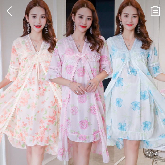 baju tidur wanita dewasa daster kimono trikot kembang lingerie sexy