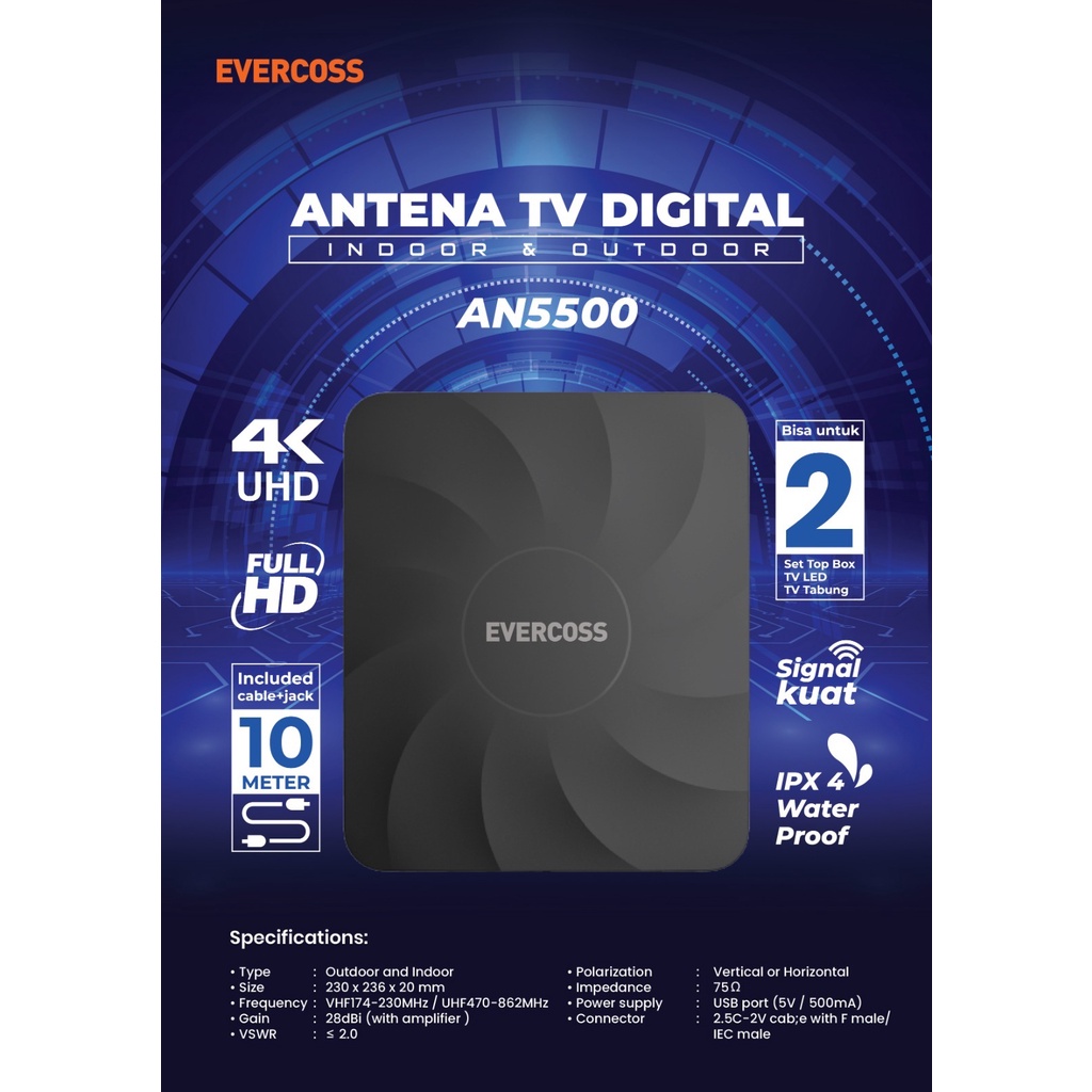 Evercoss AN5500 Antena TV Digital Indoor/Outdoor GARANSI RESMI