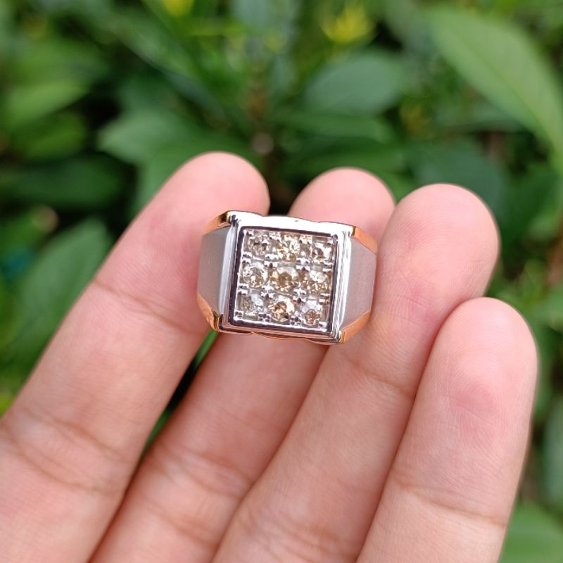 Cincin pria stempel berlian banjar ikat perak