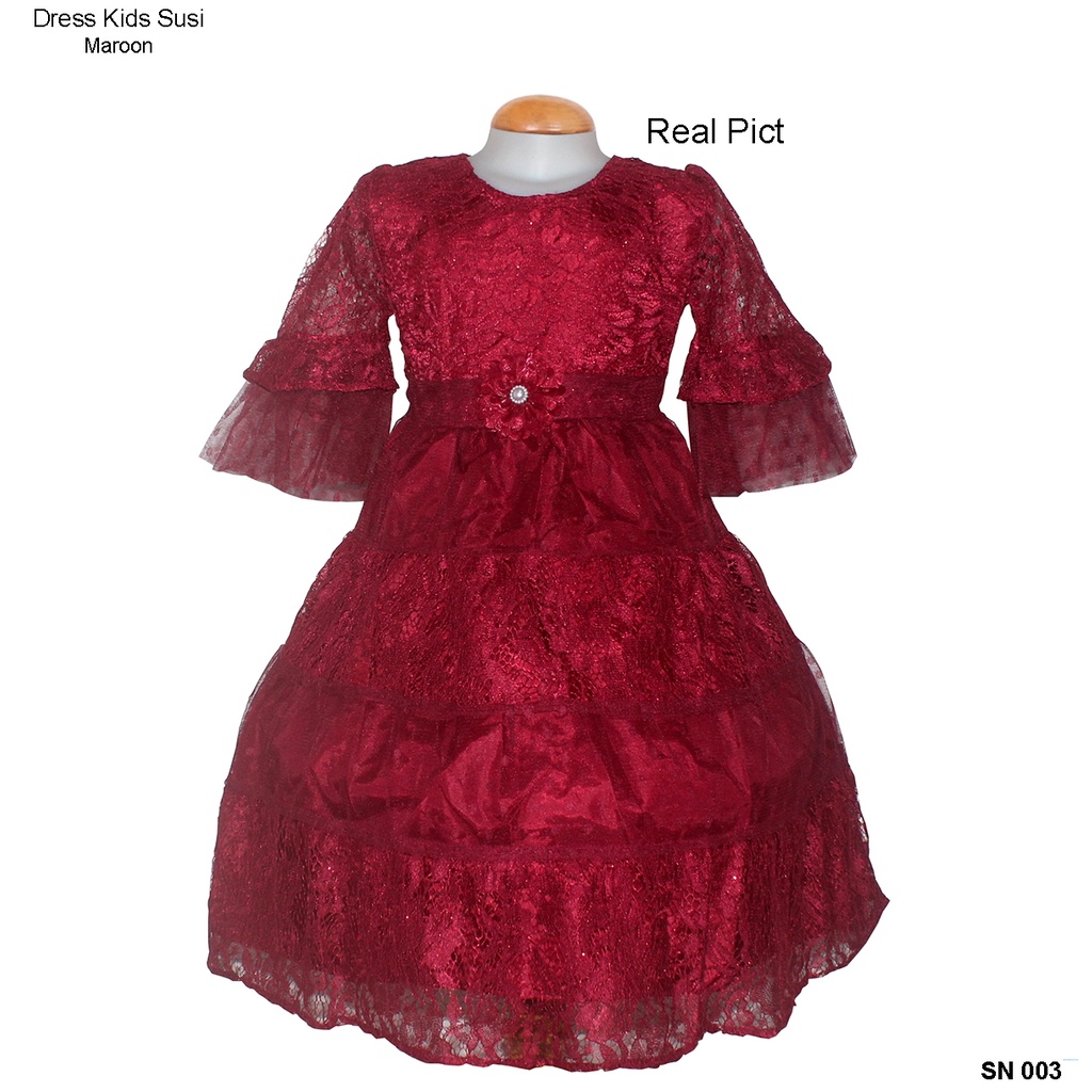 TGO-Dress Muslim Anak Perempuan Umur 4-7 Tahun / Baju Gamis Mewah SN003 Bahan Brukat Glitr Kombi til