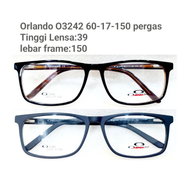 FRAME KACAMATA SIZE LEBAR BIG SIZE ORLANDO O3242  60-17-150 kaki pergas