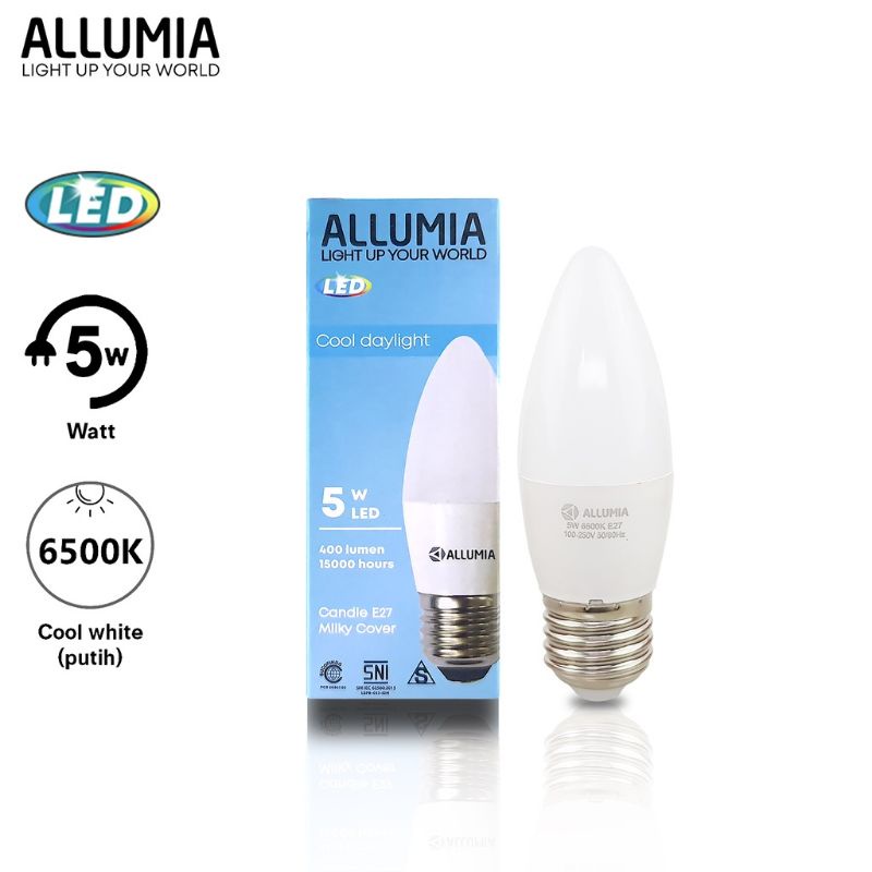 ALLUMIA Candle Milky E27 Lampu LED 5 Watt 6500K Putih Cool Daylight Bohlam Lilin P09