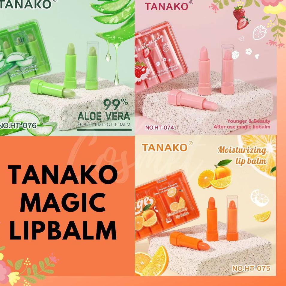 ➤ [Dapat isi 10 PCS] Tanako Magic Lipbalm Strawberry / Aloevera / Orange. ❁