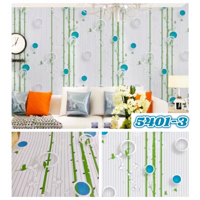 Wallpaper stiker dinding bambu rambat biru