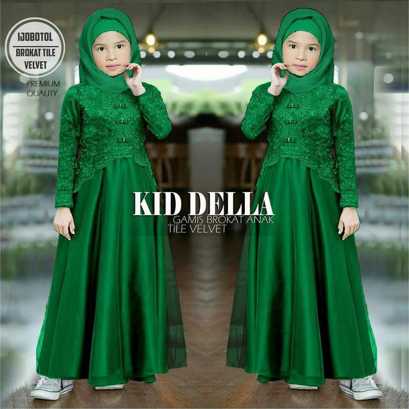 MAXI DELLA KID/ DRESS PESTA ANAK BAHAN SATIN/ BROKAT DRESS MUTIARA/DRESS PARTY ANAK 4-6 tahun/ 7-9 TAHUN