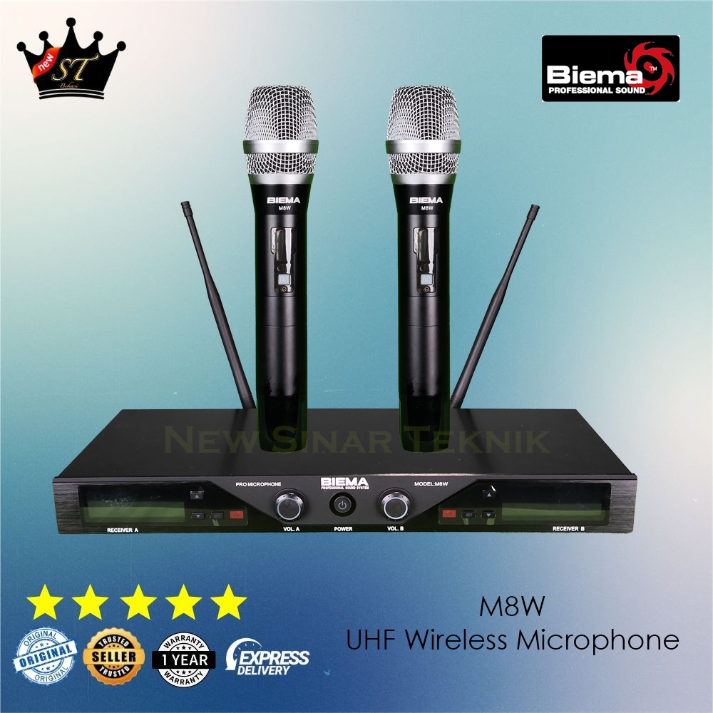 Biema M8W Mic Wireless Microphone UHF Nirkabel Handheld Pegang Genggam