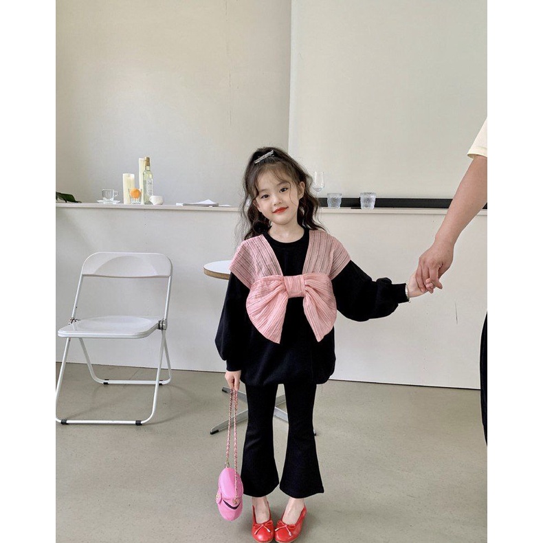 [JEWELS KIDS] CHARLOTTE PINK BOW SET/SETELAN BAJU ANAK KOREA IMPORT/ SETELAN BAJU ANAK 2-7 TAHUN IMP