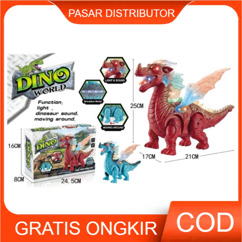 Mainan Anak DINO WORLD B/O Mainan Dinosaurus Berjalan Robot Dinosaurus