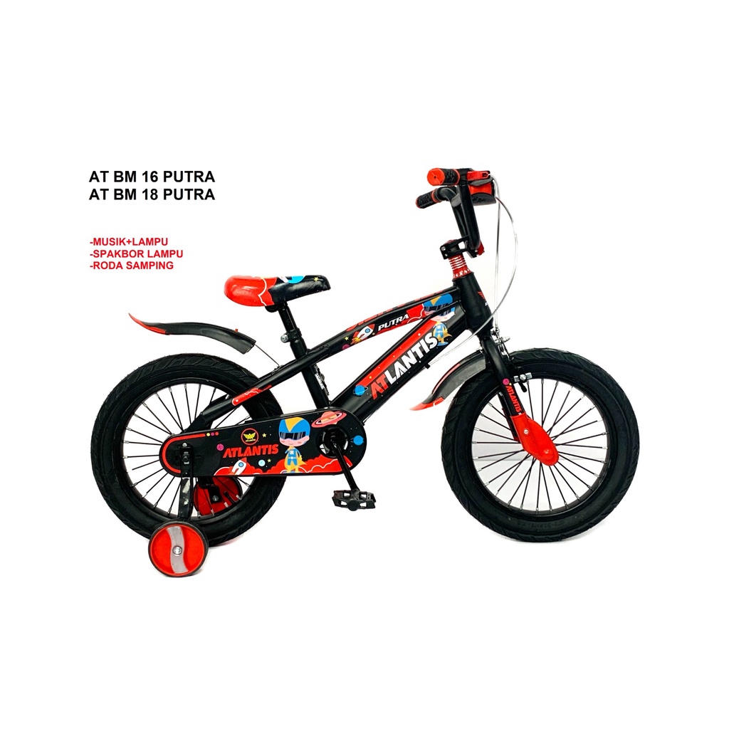 SEPEDA ANAK LAKI LAKI 16 &amp; 18 BMX ATLANTIS PUTRA 2.5 lampu dan  MUSIK sepeda anak murah