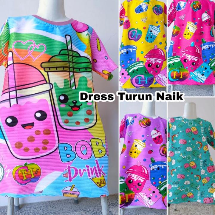 ( COD ) Dress TURUN NAIK boba anak 2 3 4 5 6 7 8 9 tahun cewek perempuan baju viral anak mentul mant