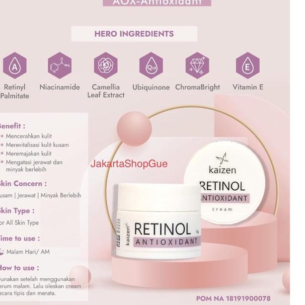 ➺ RETINOL ANTIOXIDANT RETINOL AOX ANTI OXIDANT Kaizen Cream Malam Pencerah & Antiaging / Retinol Ant