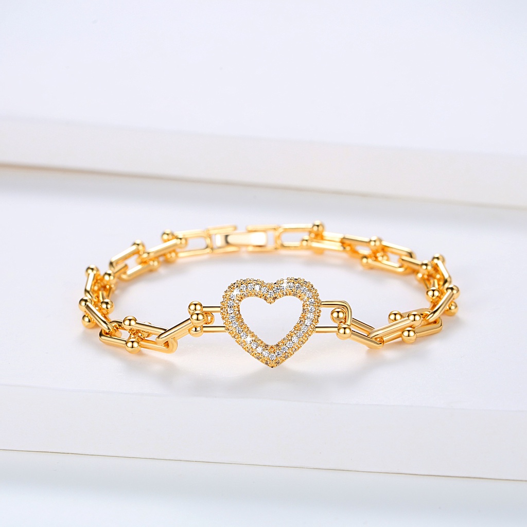 Y940 【COD】 Gelang Tangan Mewah Titanium love Wanita Anti Karat Perhiasan Emas Fashion Rantai Aksesoris