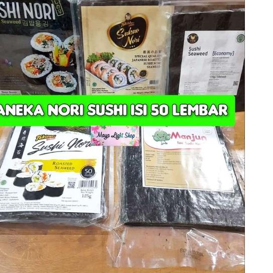

♛ Nori sushi 50 lembar halal tokinori manjun sakao rumput laut sushi kering dry seaweed murah dried seaweed ♘