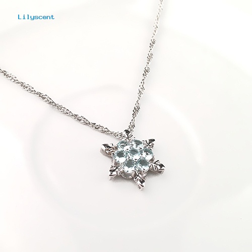 [LS] Fashion Wanita Berlian Imitasi Mengkilap Snowflake Pendant Pendek Rantai Choker Kalung