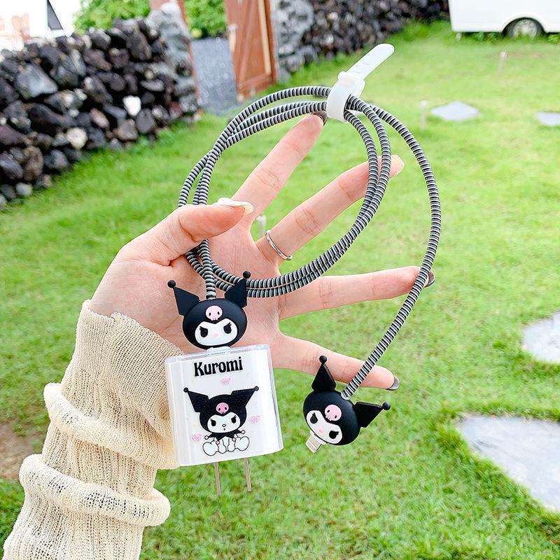 Penutup Kabel Data Kartun kuromi Pelindung Kabel TPU Anti Putus Fast Charger Cable Protection Wrap Cable Untuk iPhone 18W/20W