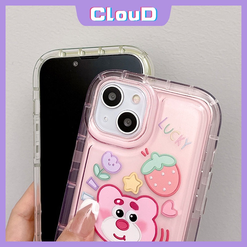Kartun Strawberry Bear Case Untuk Redmi A1 9A 10A 9C NFC 9T Redmi10 Note11 9 11s 10 10s Note11 Note10 Note10 Note10s Note9 Lucu Kirby Manyo Lembut Tpu Airbag Shockproof Penutup Belakang