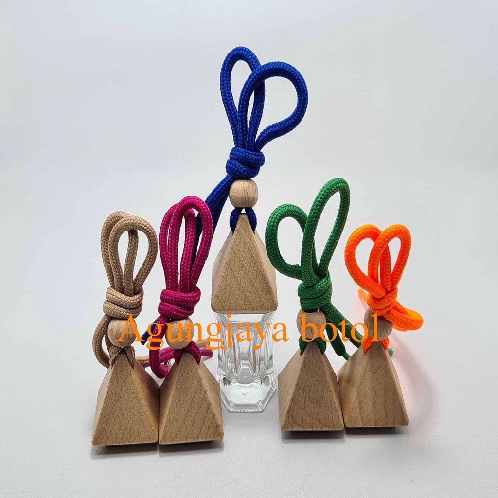 Botol Kaca Parfum Gantung Segi 6 5 Ml Tutup Kayu Segitiga / Botol Kaca / Botol Kaca Parfum / Botol P