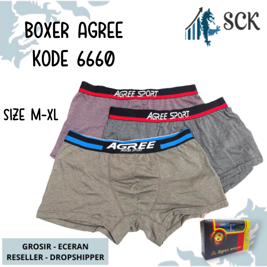 [ISI 3] CD Pria AGREE 6660 MODEL BOXER / Celana Dalam Halus M-XL / Pakaian Dalam Cowok - sckmenwear GROSIR