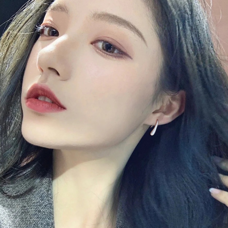 Magic789 Korea s925 Perak Glossy Water Drop Stud Earrings Untuk Wanita Perempuan Elegan Geometris Kait Cuff Earring Fashion Telinga Perhiasan Hadiah