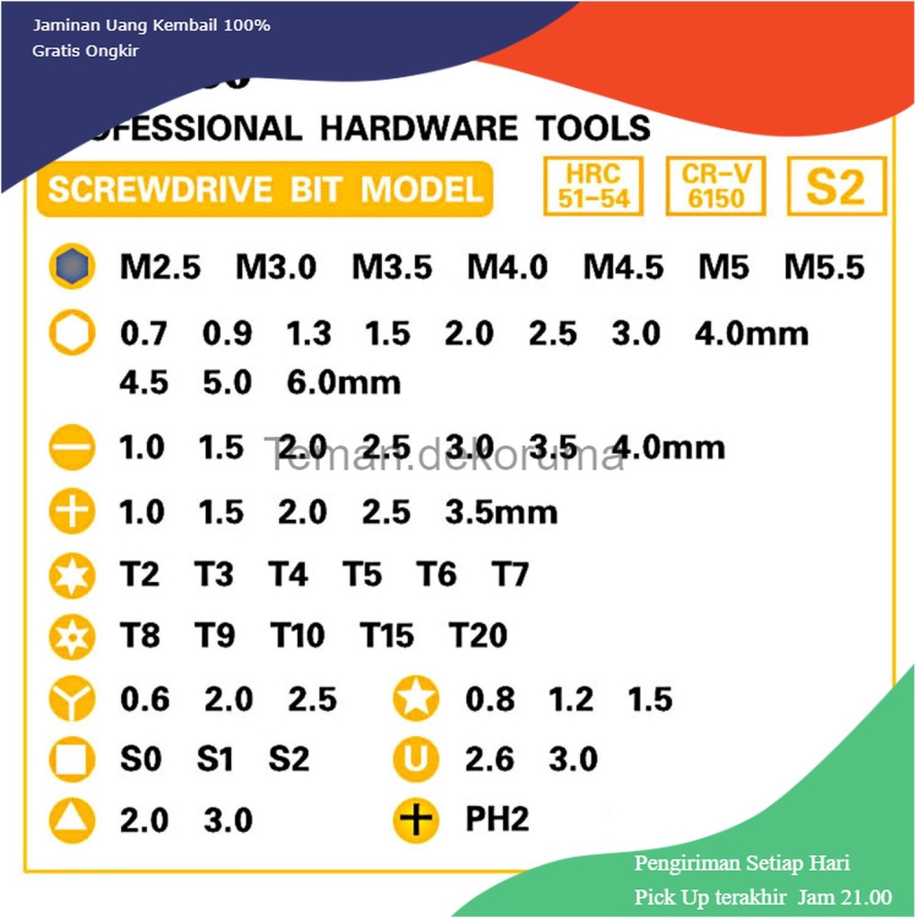 TD - HTA Obeng Set Reparasi Gadget Smartphone 60 in 1 - 6100