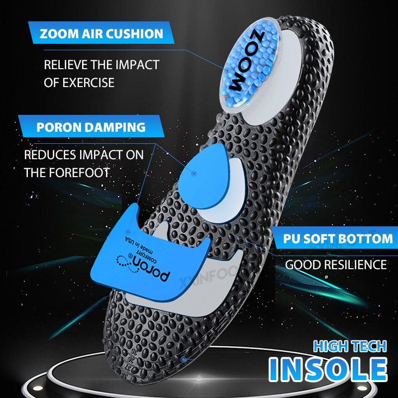 Air Cushion PU Elastic Insoles Shock Absorption Cushion Sol Super Lembut Untuk Pria dan Wanita