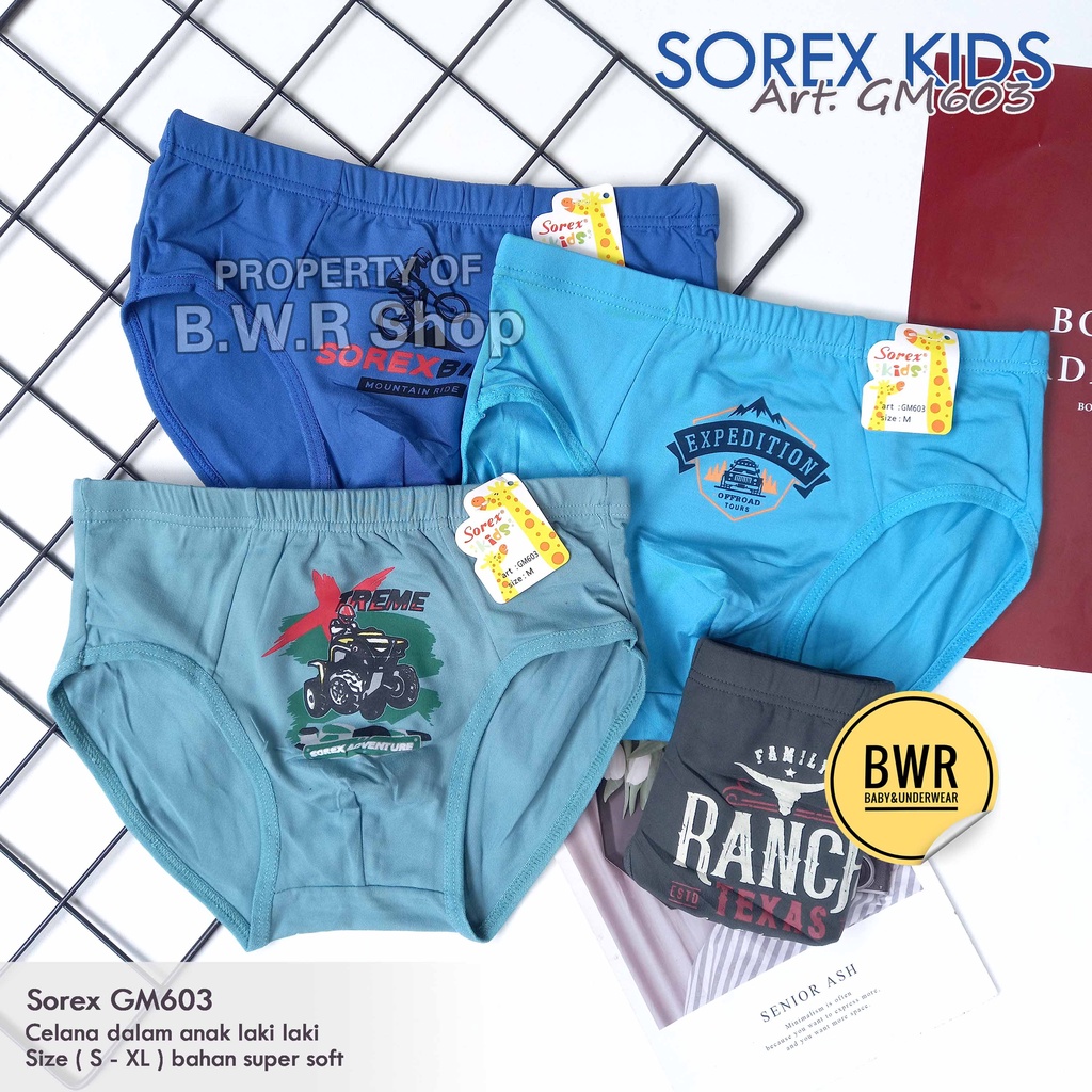 [ 3pc ] CD Sorex Kids 603 / Celana Dalam Anak Sorex GM603 Laki Laki Motif Keren CD Kids | Bwr