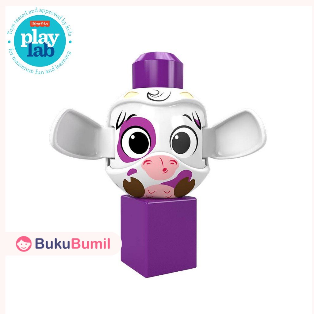 Fisher Price Mainan Balok Edukasi Bayi Usia 1 2 3 4 5 Tahun Peek a Blocks (Cow) - Mainan Balok Eduka
