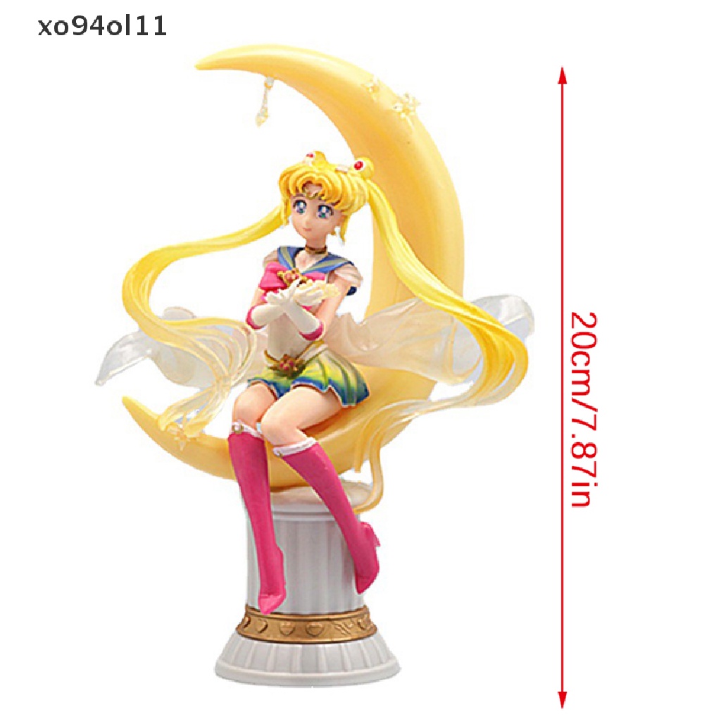 Xo 20CM Sailor Moon Anime Tsukino Usagi PVC Action Figure Moon Hare Sailor Moon Zero Figure Model Karakter Kartun Koleksi Mainan Hadiah Anime Toy OL