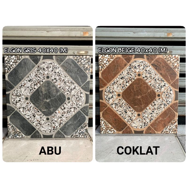 Keramik Mulia Ceramics TERBARU ELGON Lantai 40x40 kasar batu batu motif minimalis simple Grey beige 