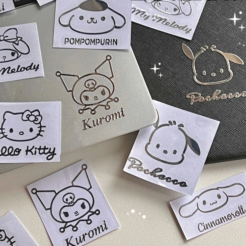 Kawaii Stiker Logam Kartun Lucu Kuromi Motif Melodyku Tahan Air Stiker Cangkir Air Skateboard Ponsel Stiker Hias