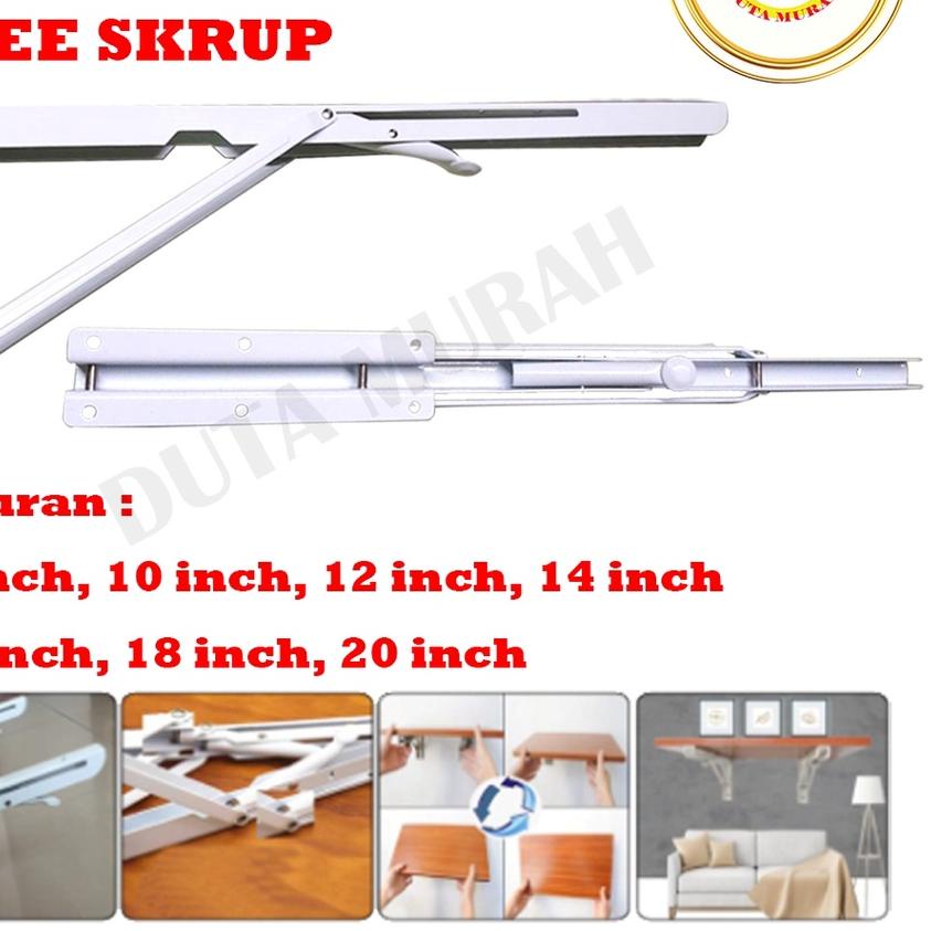☛ Engsel Ambalan Lipat / Siku Rak Lipat / Braket Siku Rak Lipat isi 1 set (2pcs) 40 cm / 45 cm / 50 
