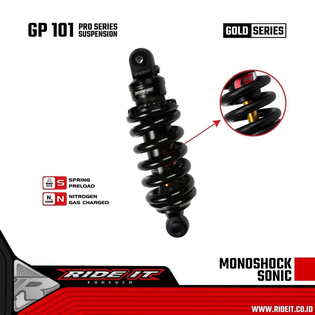 MonoShock Ride It GP 101 Premium Mono Shock Original Ride It 101, Sonic 150R | Sonic 150 R | Supra GTR150 | Supra GTR 150