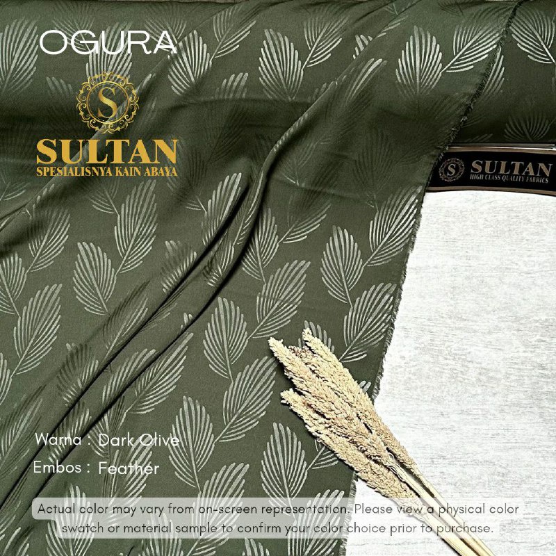 50CM EMBOS FEATHER OGURA DARK OLIVE KAIN SULTAN ABAYA SULTAN