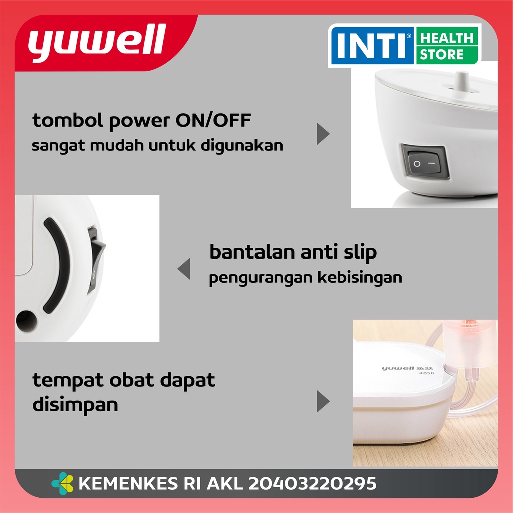 Yuwell Nebulizer Portable Air Compressor 405B | Alat Uap Batuk Pilek