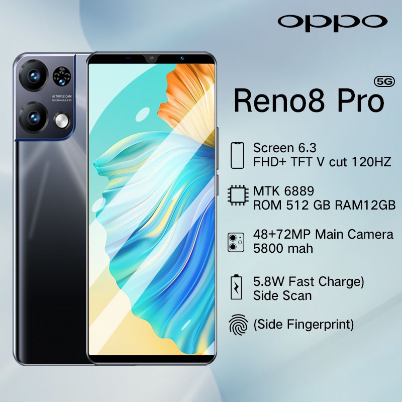 ?Baru HP?0PP0 Reno8 Pro RAM 12GB + ROM 512GB Siswa Belajar Ponsel dual card dual standby gaming phon