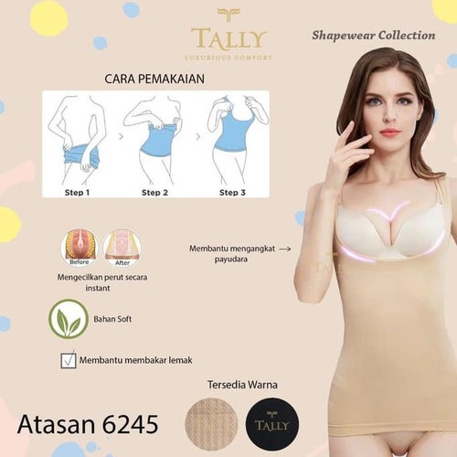 KORSET PERUT ATASAN TALLY 6245 - CAMISHAPER KORSET TALLY 6245 - CREAM