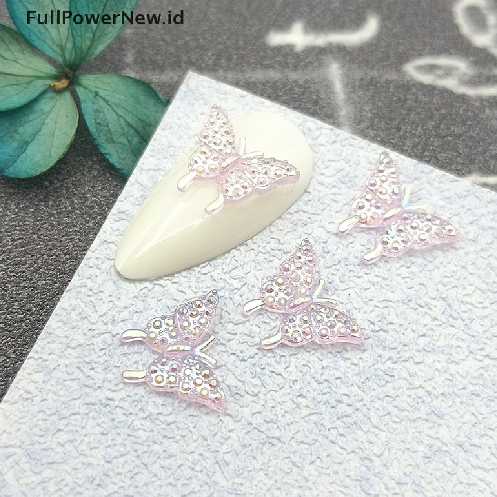 Power 50pcs 3D Resin Nail Ch Warna Campur Butterfly Nail Parts Aksesoris ID