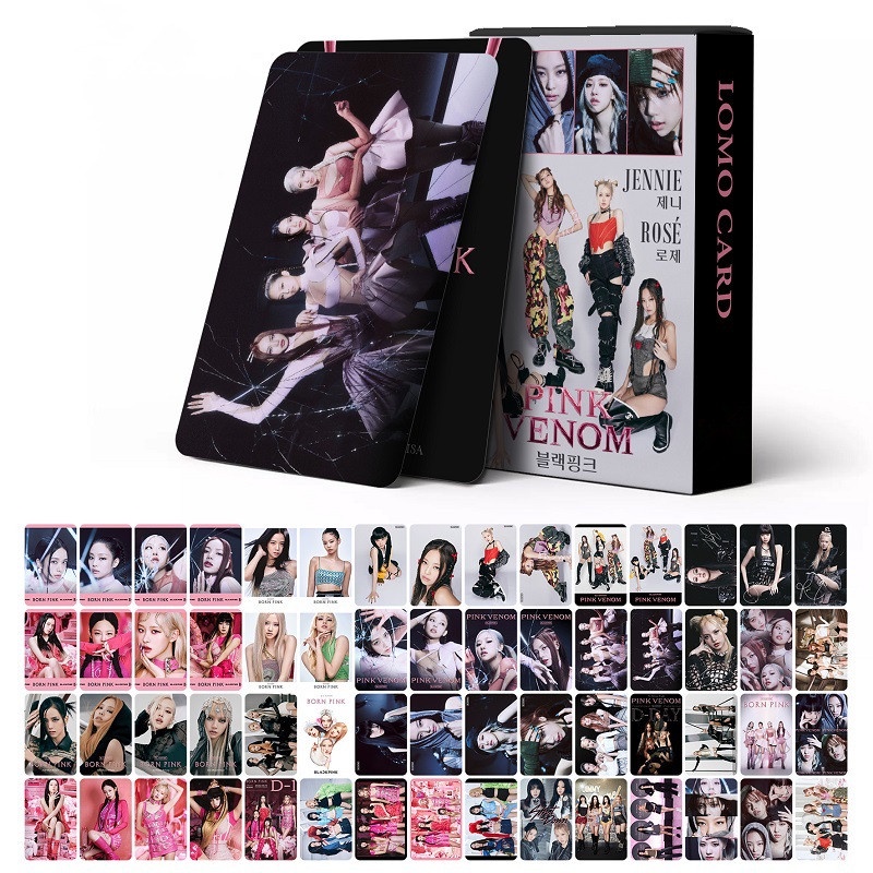 60pcs/box BP Album Pink VENOM BORN Pink SHUT DOWN Photocards Lisa Jennie Jisoo Rose Kartu Lomo Hitam Pink Kpop Postcards READY STOCK Blackpink Blackpink