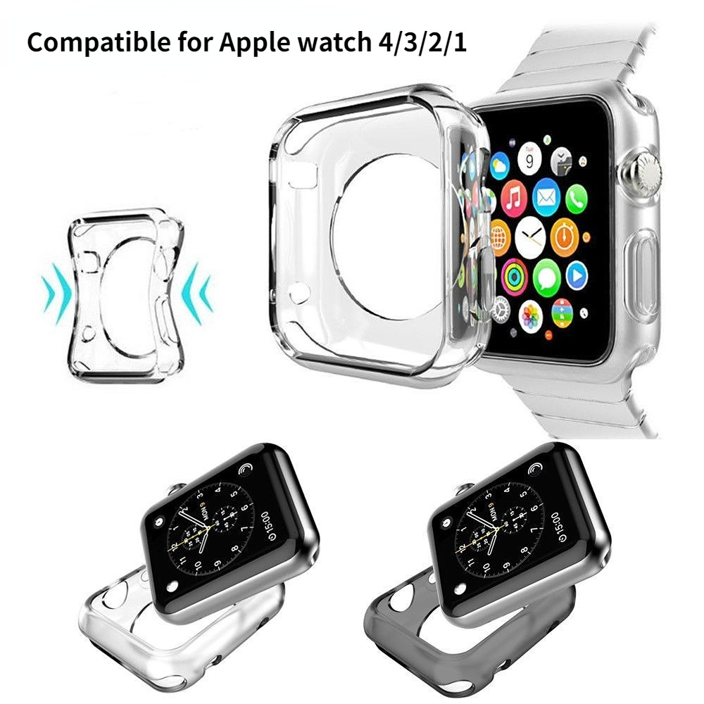 Cover Case Pelindung Layar TPU Bening Full Lembut Kompatibel Untuk Apple Watch Series4 3 2 1/Hot Sale