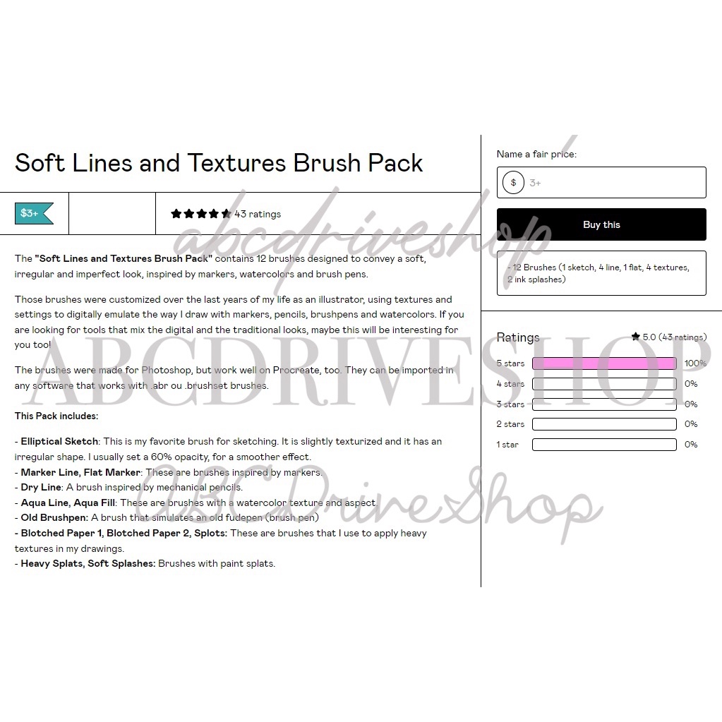 Procreate Brush - Soft Lines and Textures Brush Pack