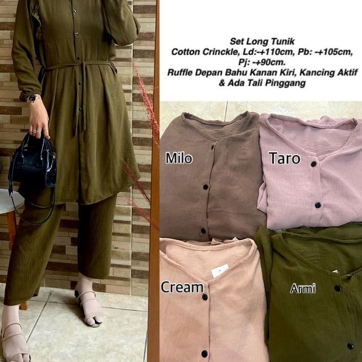 ✸ SETELAN LONG TUNIK CRINKLE ✲