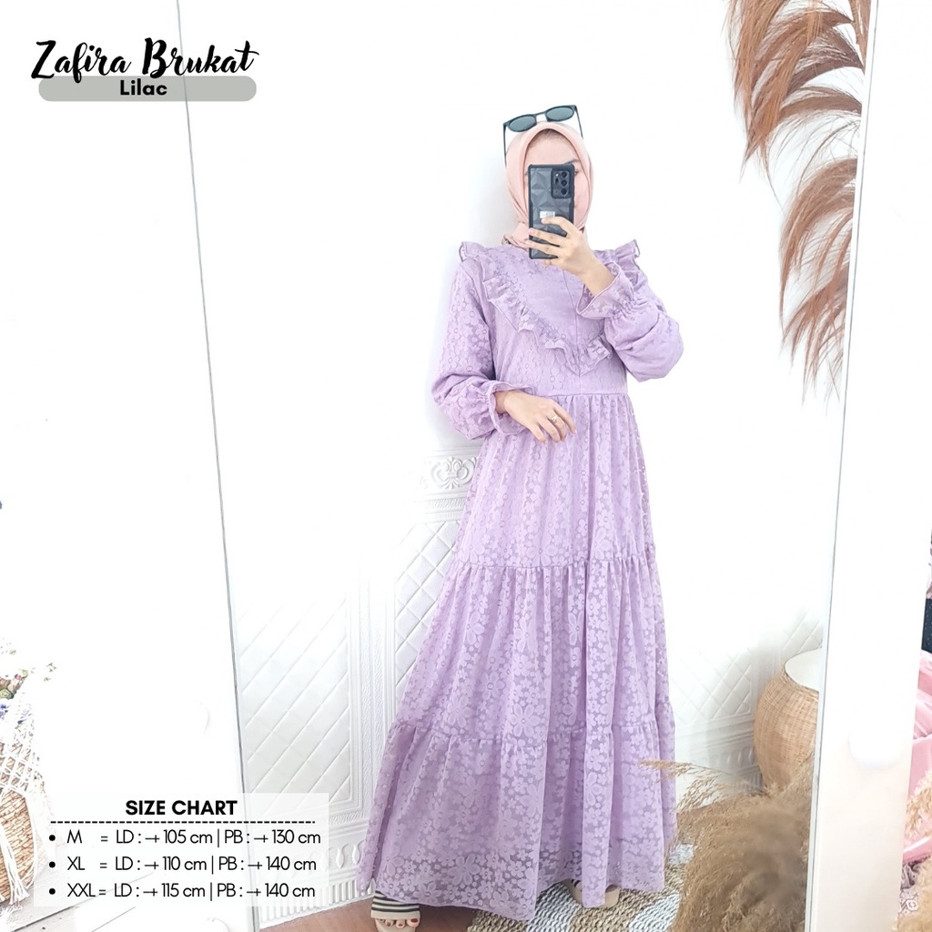 GAMIS BRUKAT ZAFIRA, DRESS BRUKLAT TERBARU