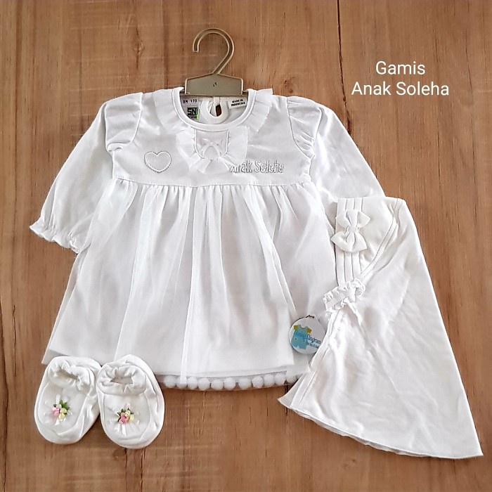 Gamis Anak Baju Muslim Gamis Bayi Perempuan Newborn Putih Aqiqah Anak Soleha Tile G0A3 premium konda
