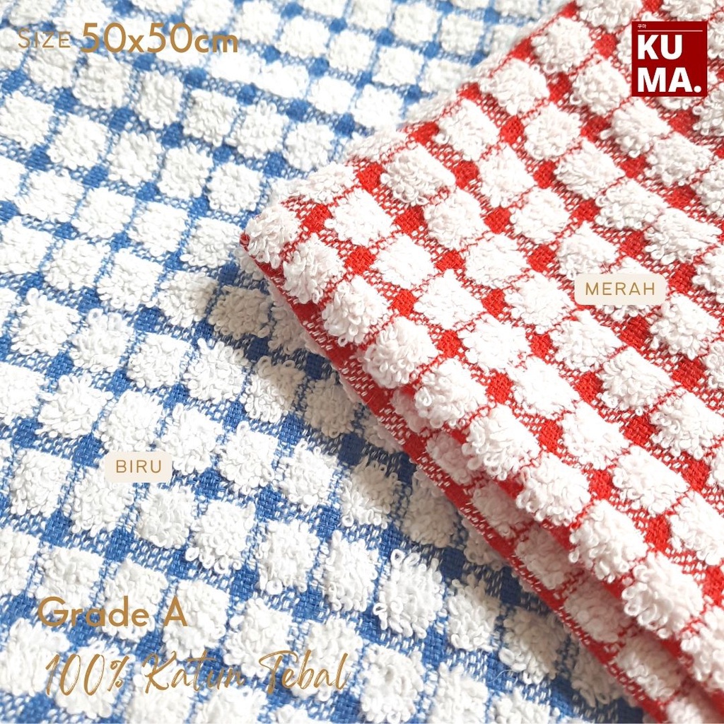 Kain Lap Dapur 50x50cm Grade A Tebal Katun Motif Kotak Aesthetic 30x30cm