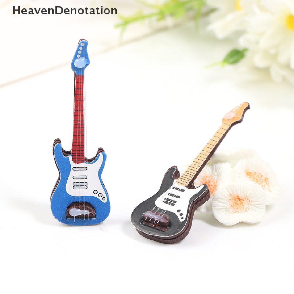 [HeavenDenotation] 1: 12rumah Boneka Miniatur Gitar Klasik Gitar Elektrik Model Alat Musik Home Living Scene Decor Mainan Aksesoris Rumah Boneka HDV