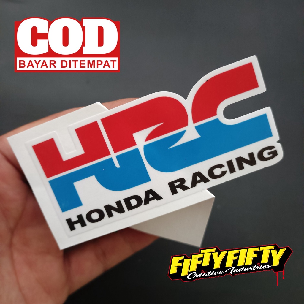 Stiker Print Cut HONDA RACING Stiker Printing Laminasi Glossy Stiker Motor Mobil Helm Sudah Membentuk Pola Desain