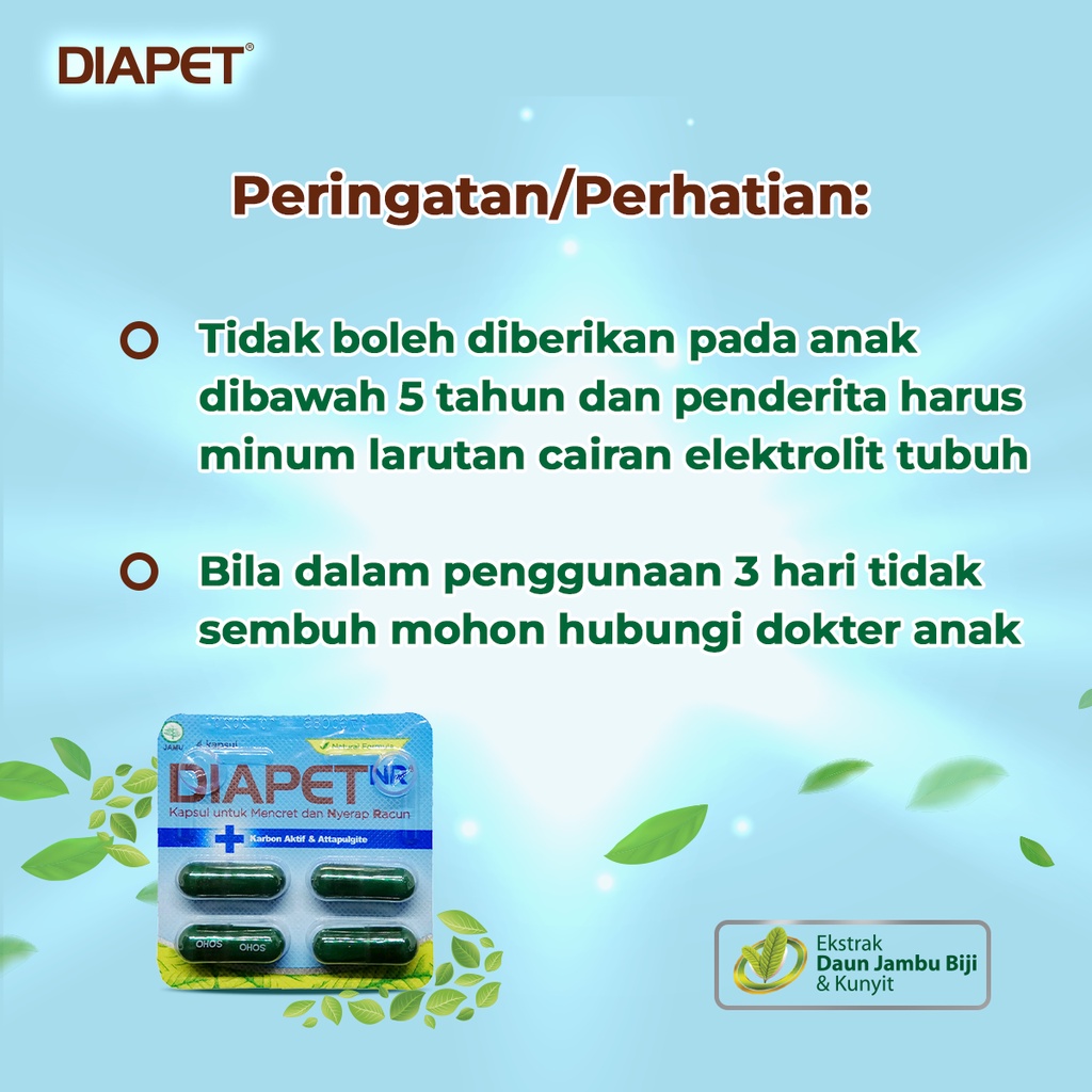 Diapet NR (Nyerap Racun) Kapsul Untuk Mencret 10 Strip isi 4 Kapsul